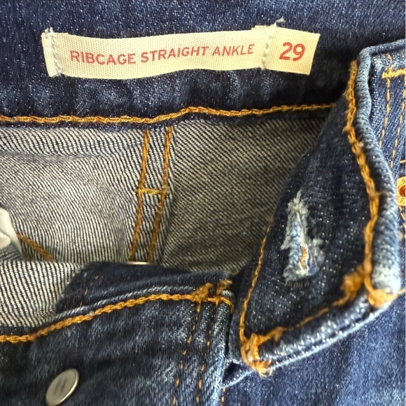 Levis Ribcage Straight Leg High Rise Jeans Women’s 29 Button Fly Blue - Picture 8 of 15